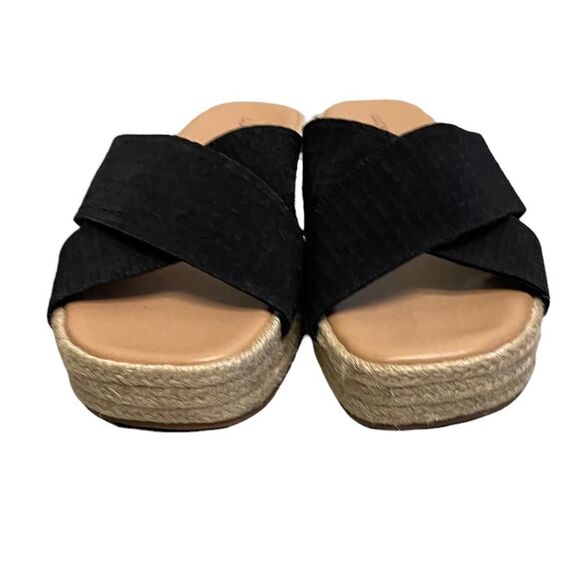 LUCKY BRAND Gayte Slip On Espadrilles Sandals Suede Leather Black Tan 10 - Picture 5 of 11